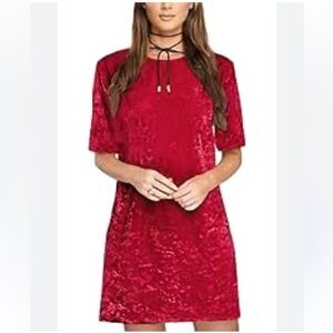 deep red crushed velvet holiday mini dress